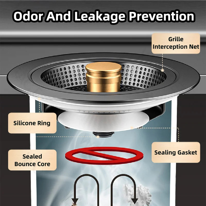Universal Sink Strainer Stainless Steel Pop-Up Drain Plug