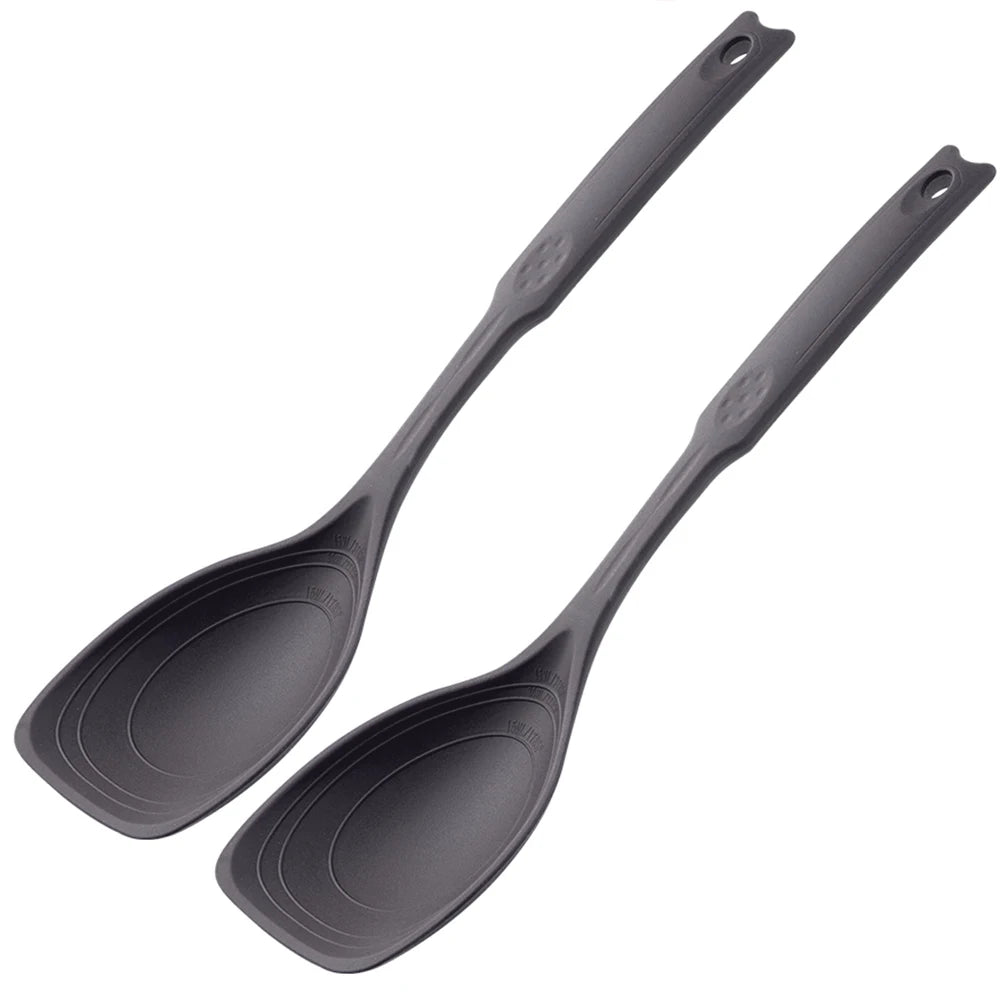 2pcs Silicone Spoon Multi-Use Hold Comfortable Non-Slip Round