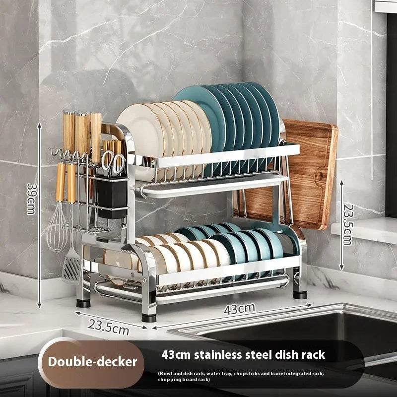 Dish Drying Rack Cutlery Holder Drain Tray Cutlery