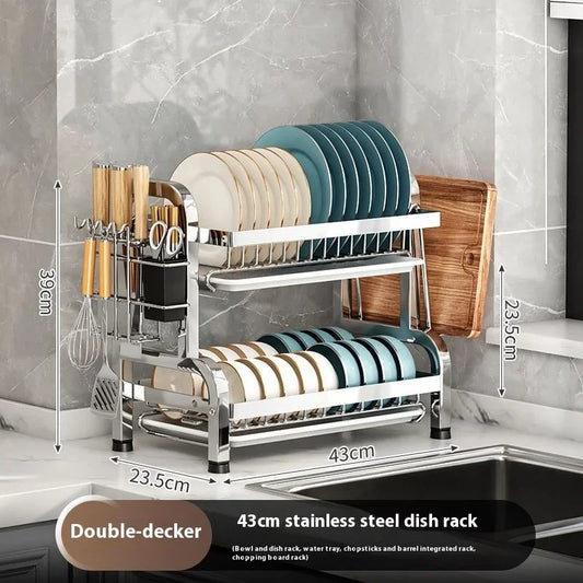 Dish Drying Rack Cutlery Holder Drain Tray Cutlery