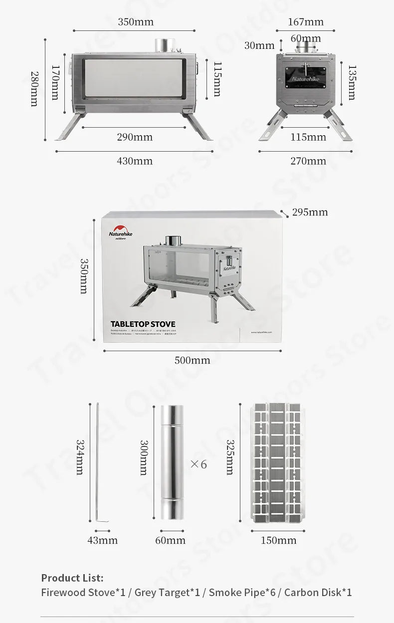 Naturehike Camping Firewood Accessary Stove 8m Chimney Desktop