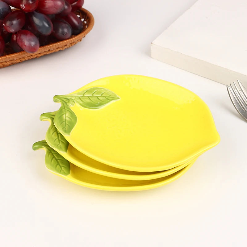 Creative Cartoon Lemon Shaped Ceramic Dish Salad Dish