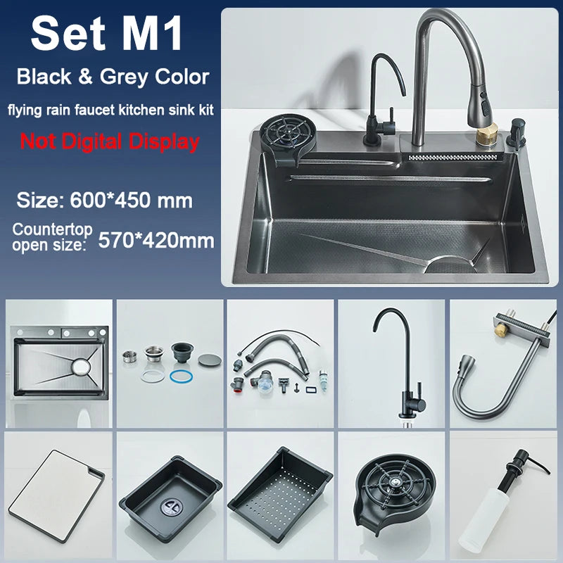Stainless Steel Sink Faucet 75 45cm Large Bowl