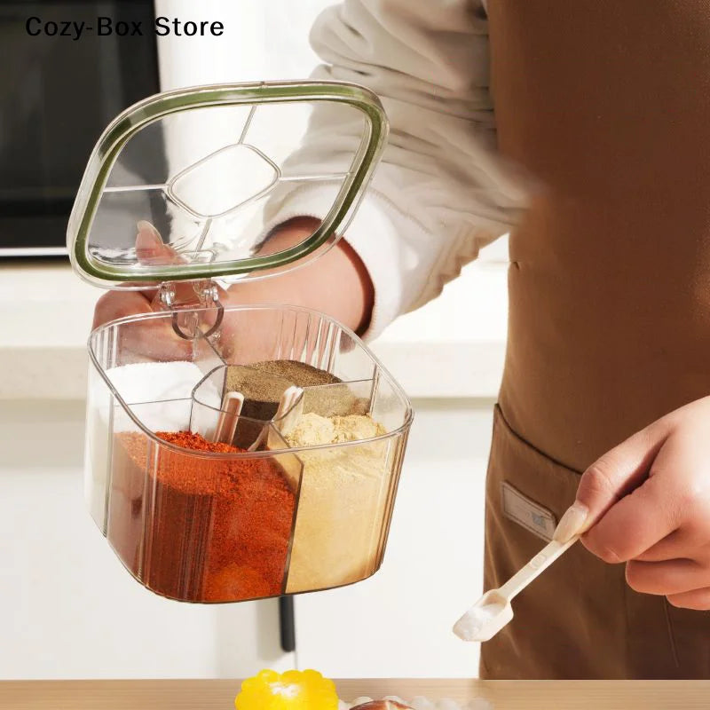 Grids Transparent Lid Spice Jar Seasoning Salt Pepper