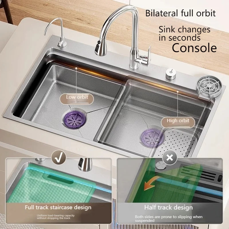 Drop In Sink 304 Stainless Steel Embossed Large