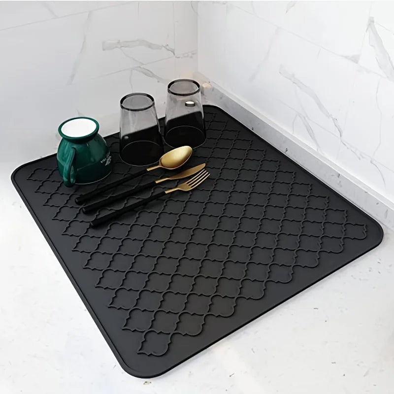 Dish Drying Mat Counter Silicone Drain Pad Heat-Resistant