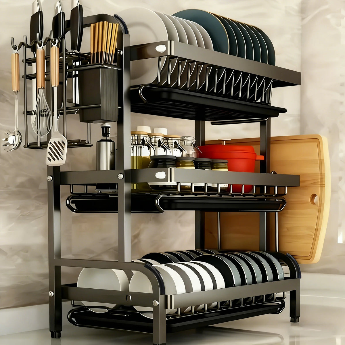Large 2-3 Tier Vertical Dish Rack/Utensil Holder Storage