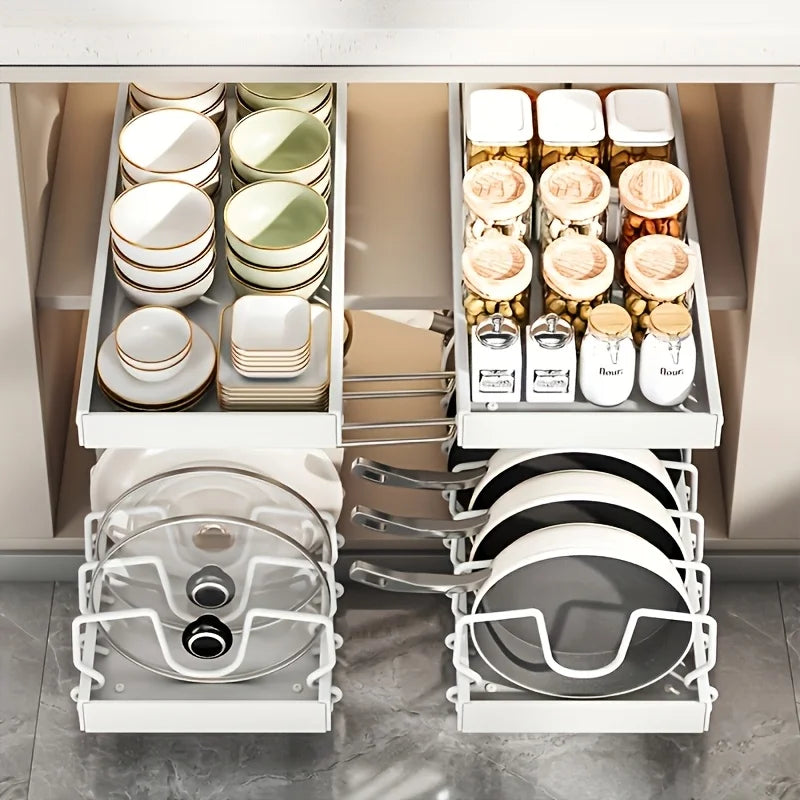 Pots Pans Organizer Under Cabinet Pull-Out Pots Pans