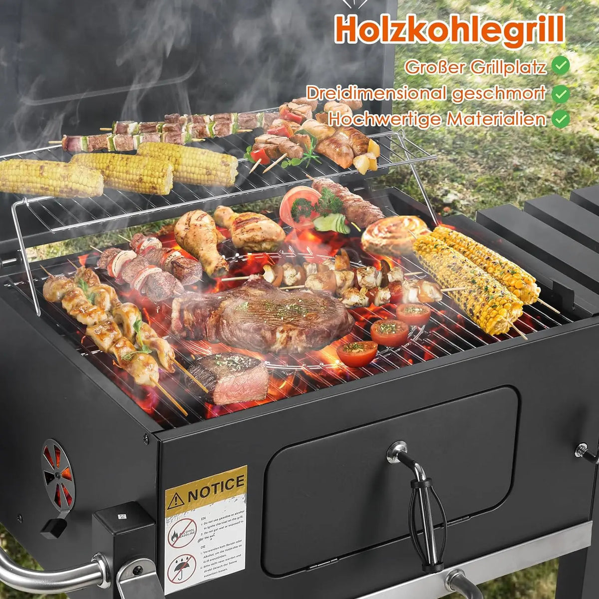 10 People Bbq Camping Charcoal Barbecue Stove Wheels