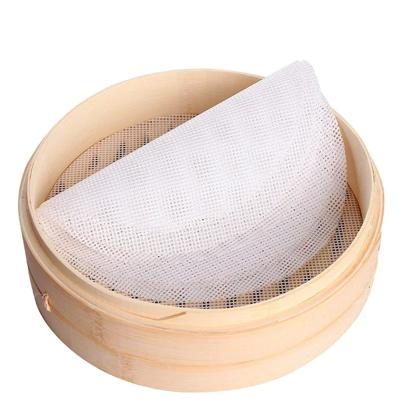 Non-Stick White Silicone Bamboo Steamer Baking Mat Dim