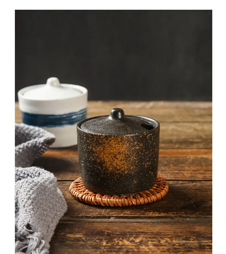 Japanese Style Vintage Ceramic Seasoning Jar Chili Storage