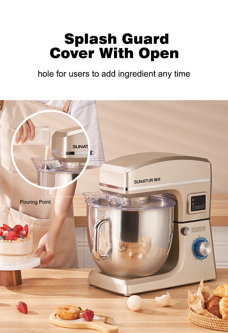 Sunatur 10l Stand Mixer 2200w Stainless Steel Bowl