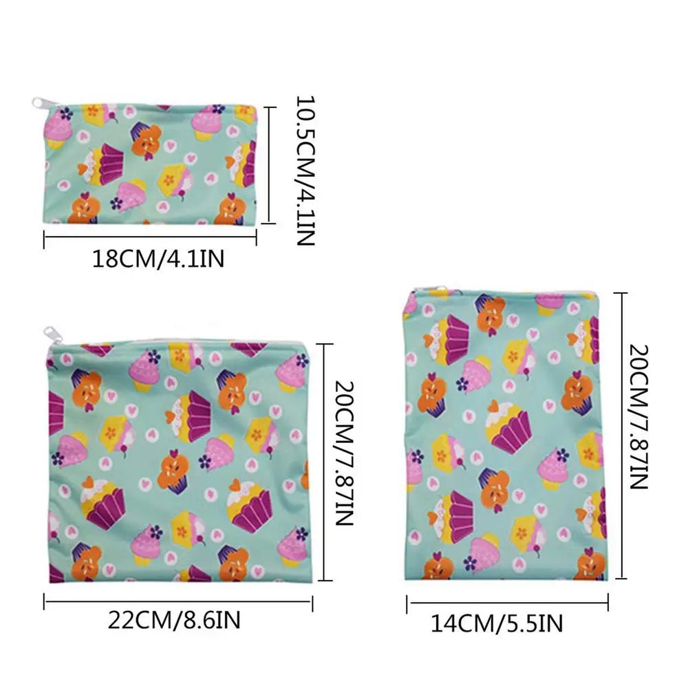 3pcs/Set Reusable Food Storage Bags Leakproof Freezer Bag
