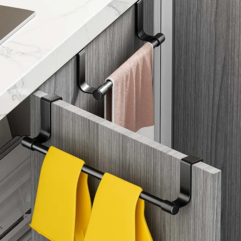 Stainless Steel Wall-Mounted Towel Rack Space-Saving Door Cabinet
