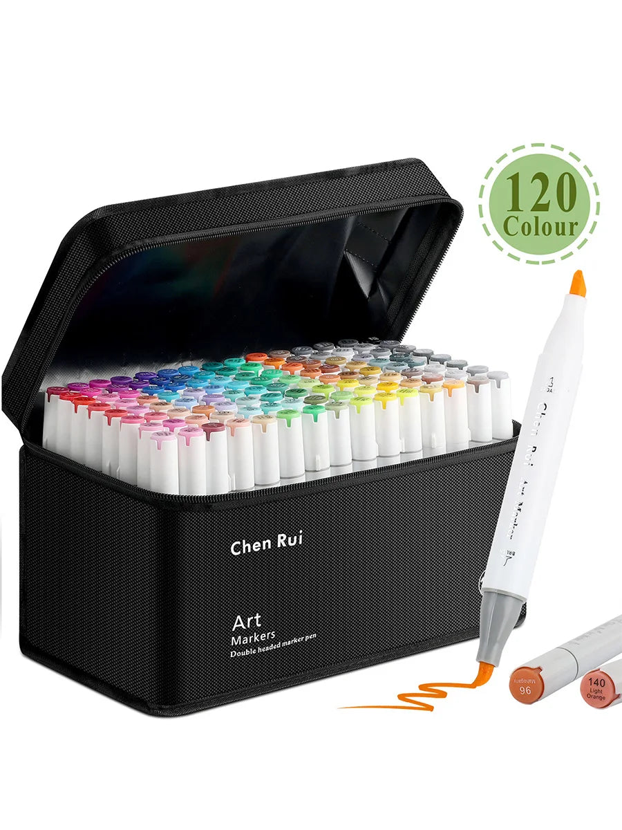 48-180 Colors Dual Tip Brush & Chisel Permanent