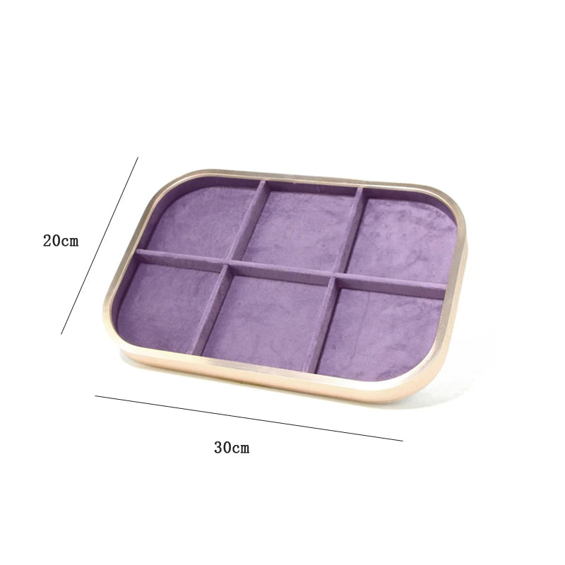 High-Grade Metal Frame Velvet Jewelry Display Tray Purple