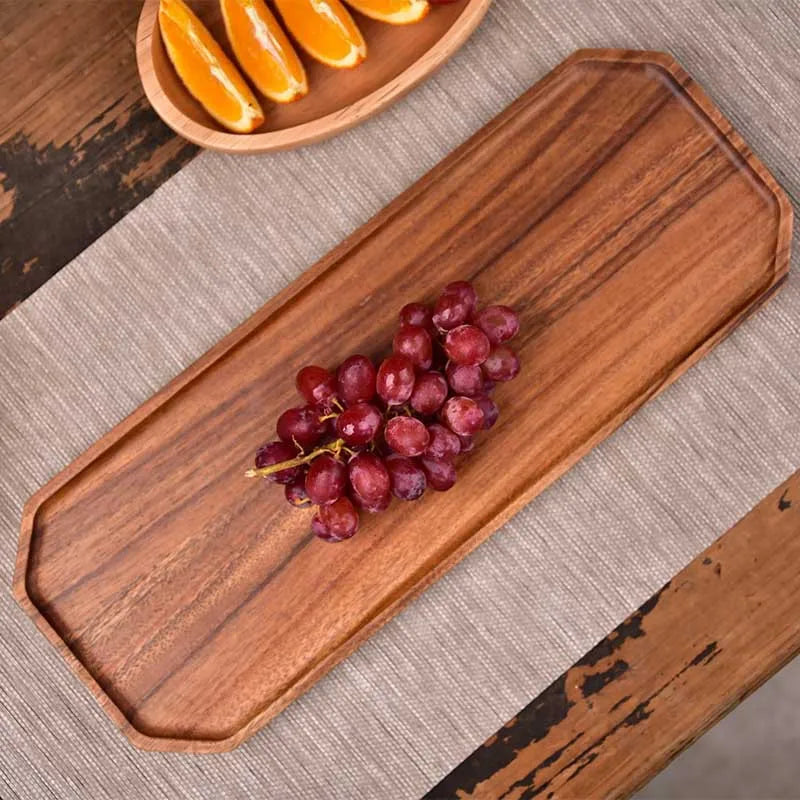 Natural Acacia Wood Serving Trays Octagonal & Rectangular