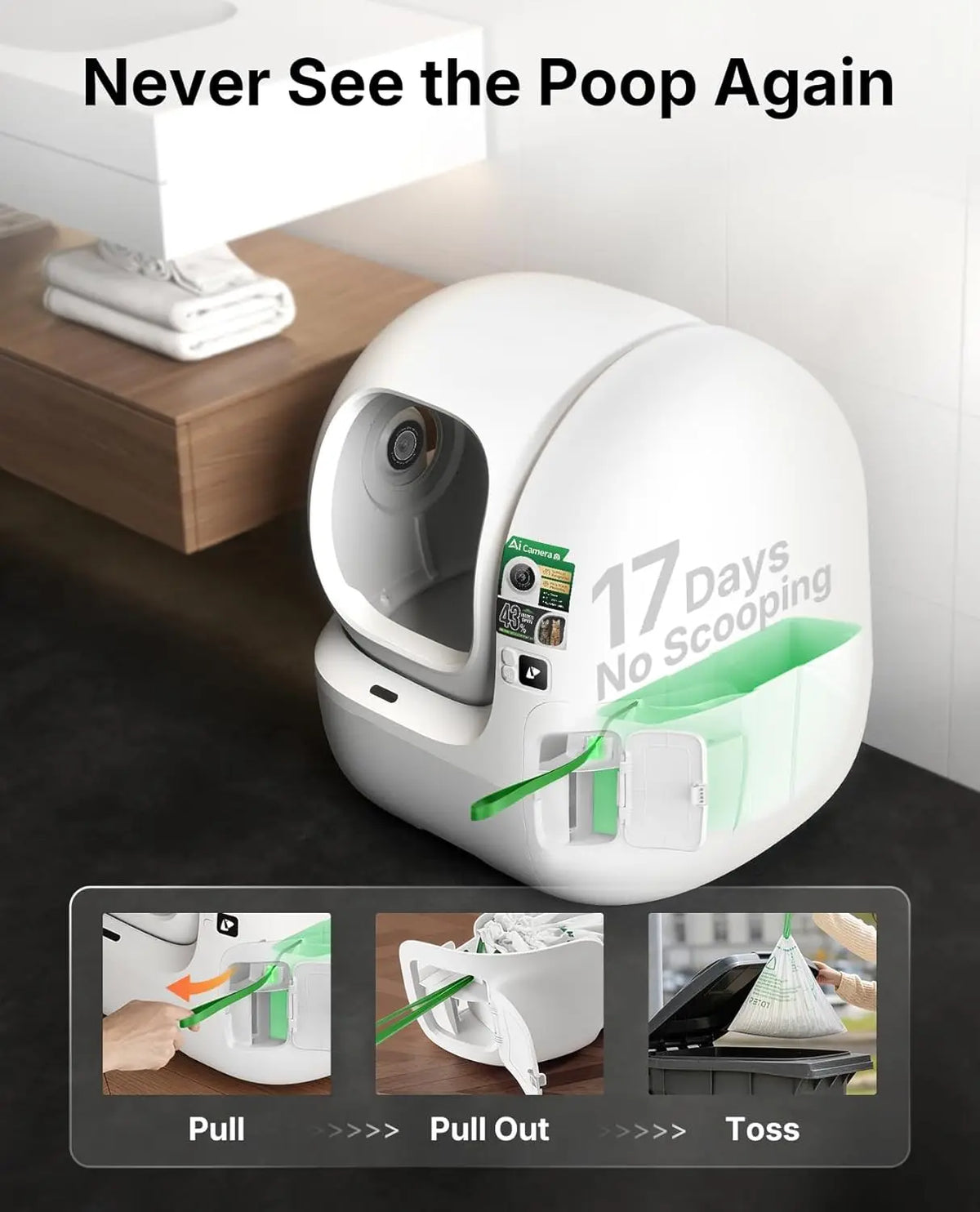 Purobot Max Pro Ai-Camera Self Cleaning Cat Litter