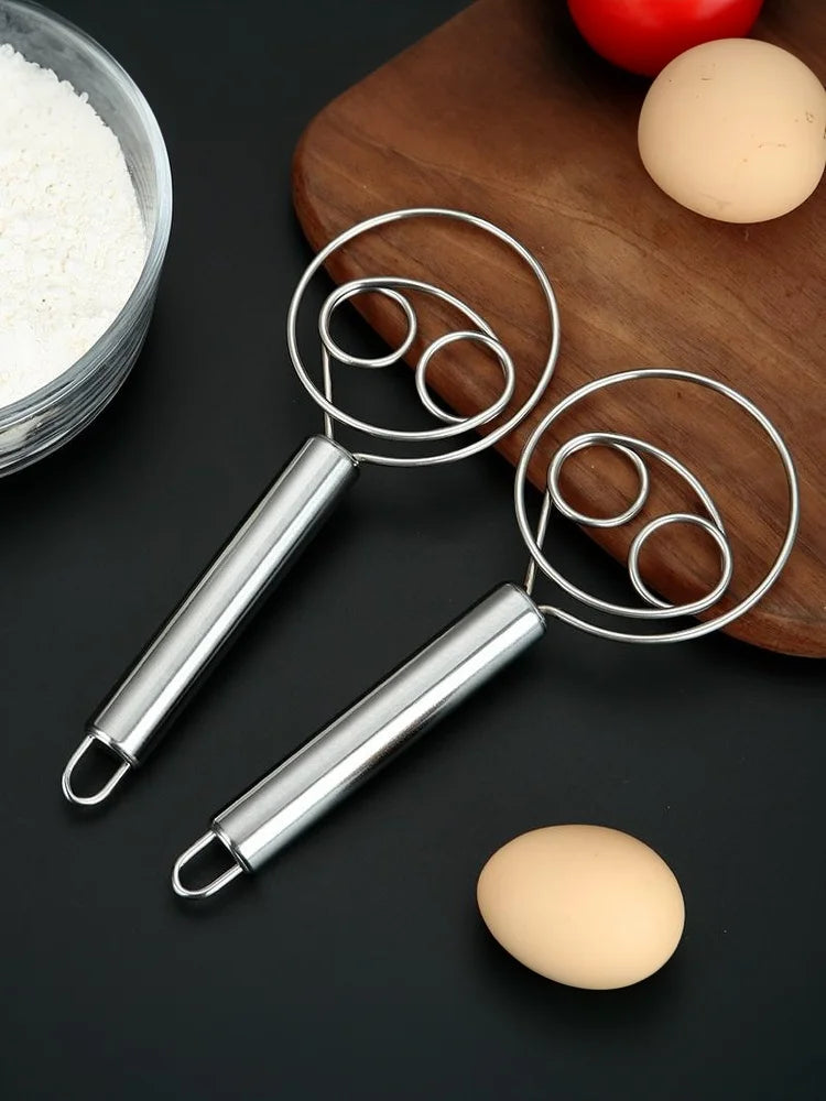 1pc Stainless Steel Dough Mixer Hanging Hole Whisk