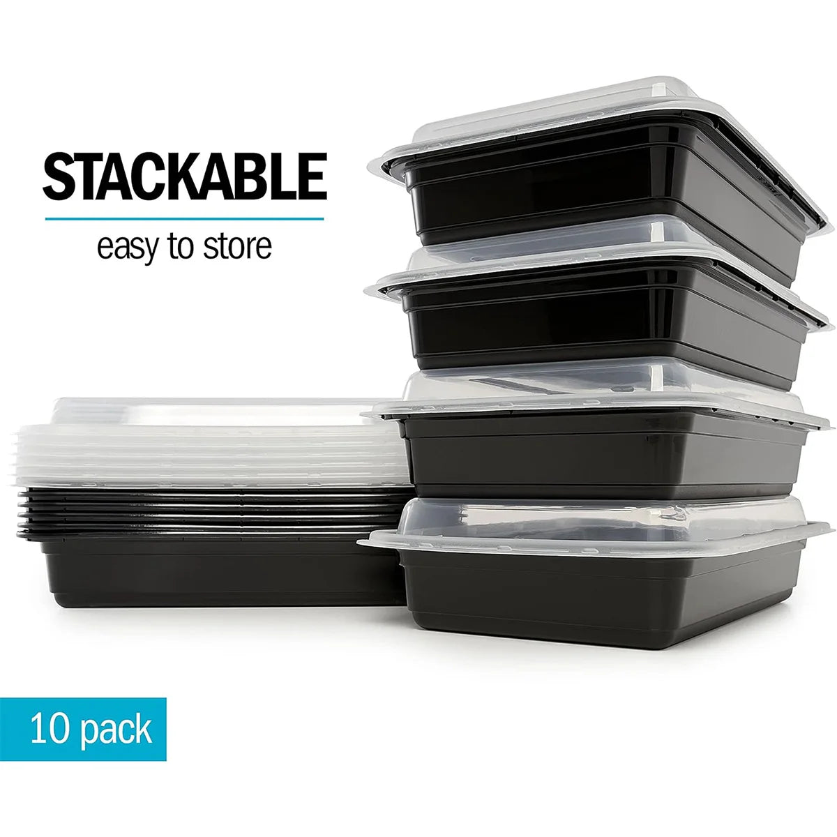 10pcs/Set Meal Prep Containers Compartment Sealed Lid Plastic