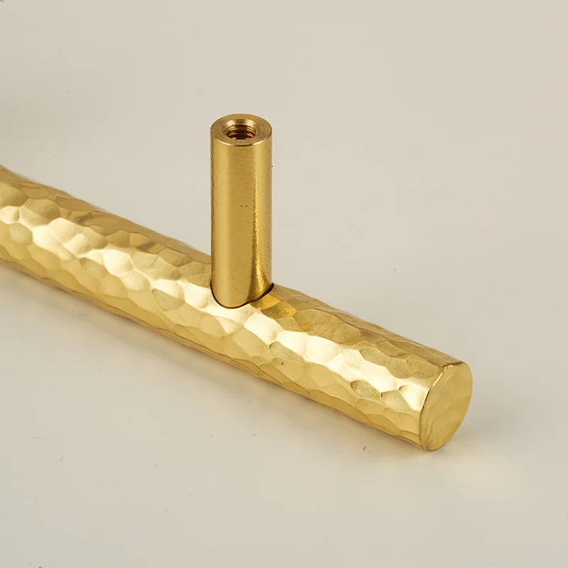 Solid Brass Wardrobe Handles Hammered Texture Handles Gold