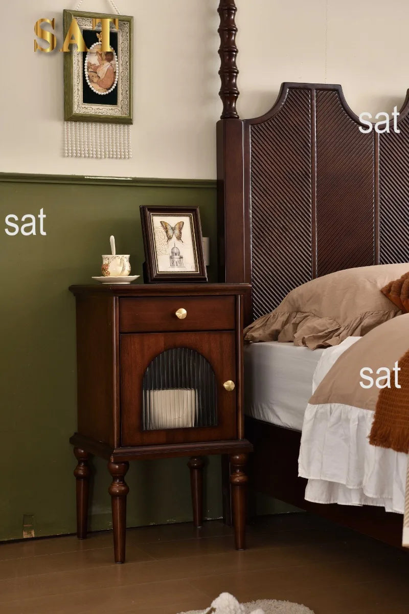 Solid Wood Bedside Table Bedroom Furniture Victorian Antique
