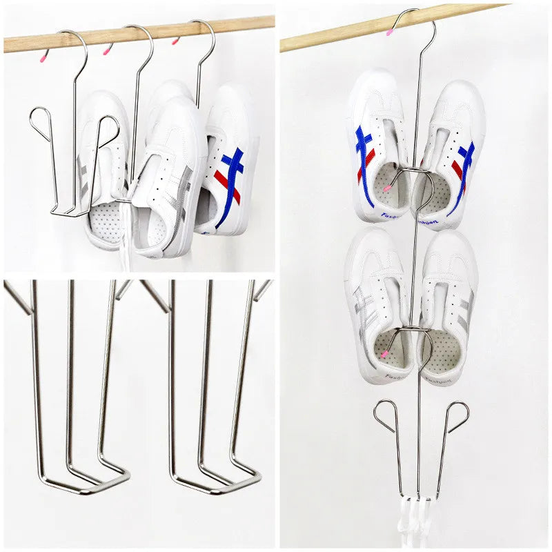 4/6pcs Windproof Rust Resistant Stainless Steel Shoe Drying