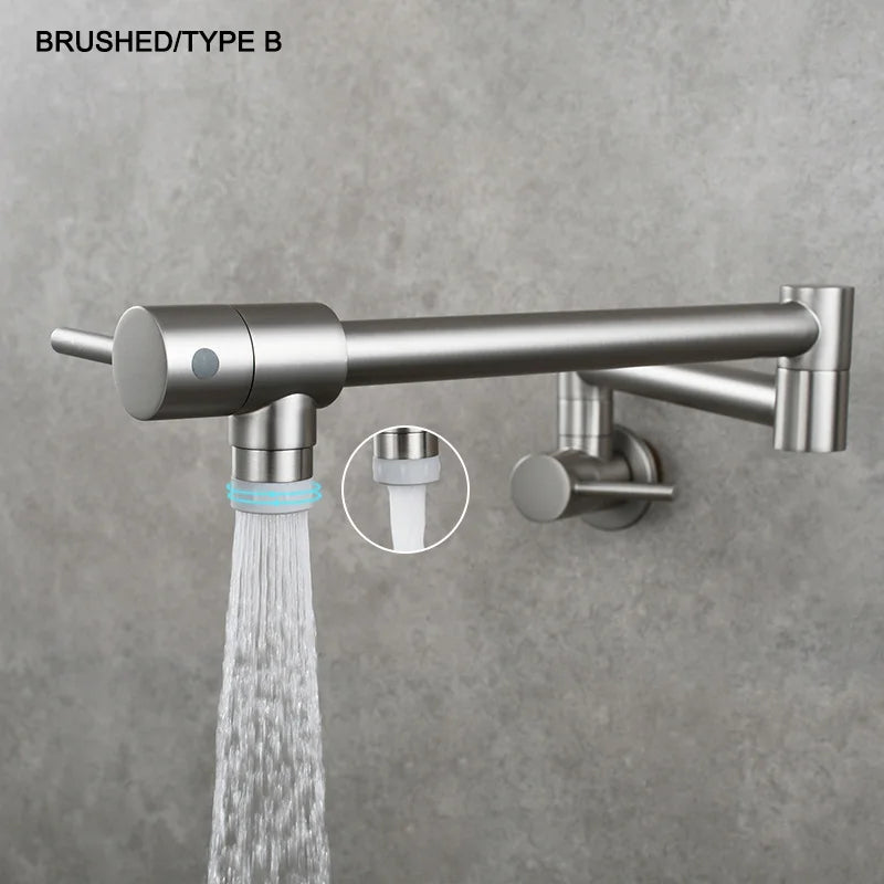 Brass Pot Filler Tap Wall Mount Foldable Faucet