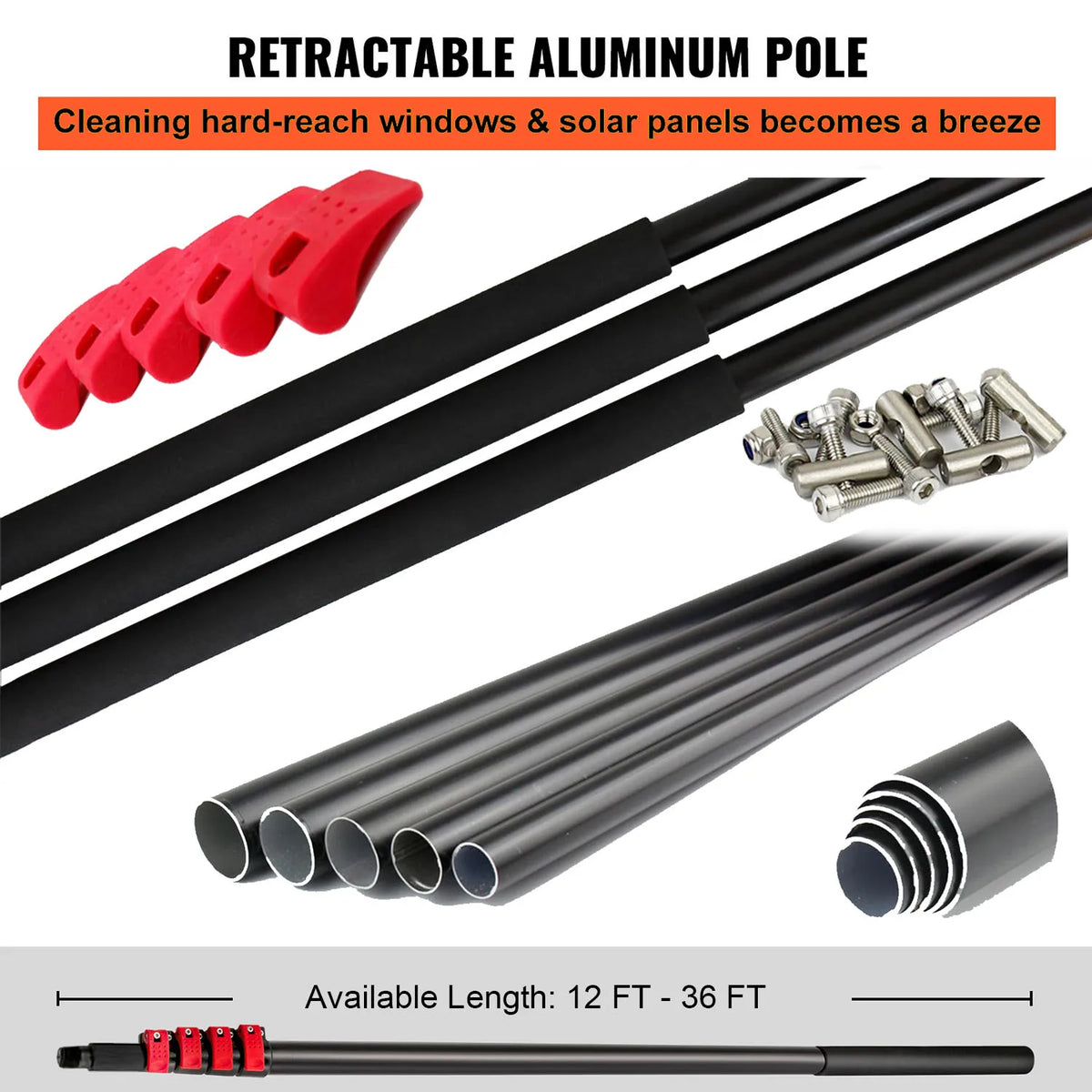 Water Fed Telescopic Pole Telesbrush Window Solar Photovoltaic