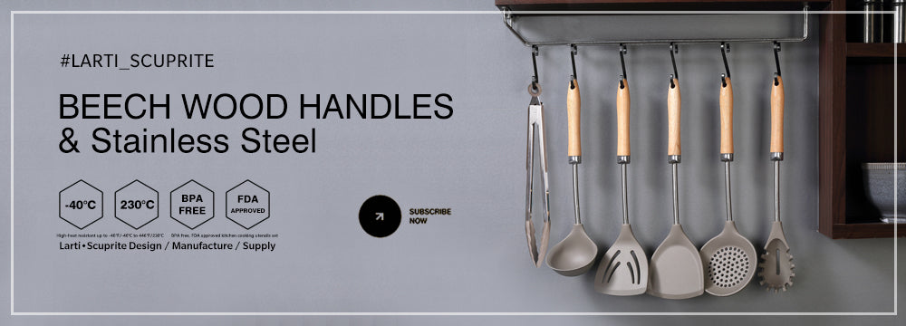 Silicone Cooking Utensils Durable Hardwood Handle Heat Resistant