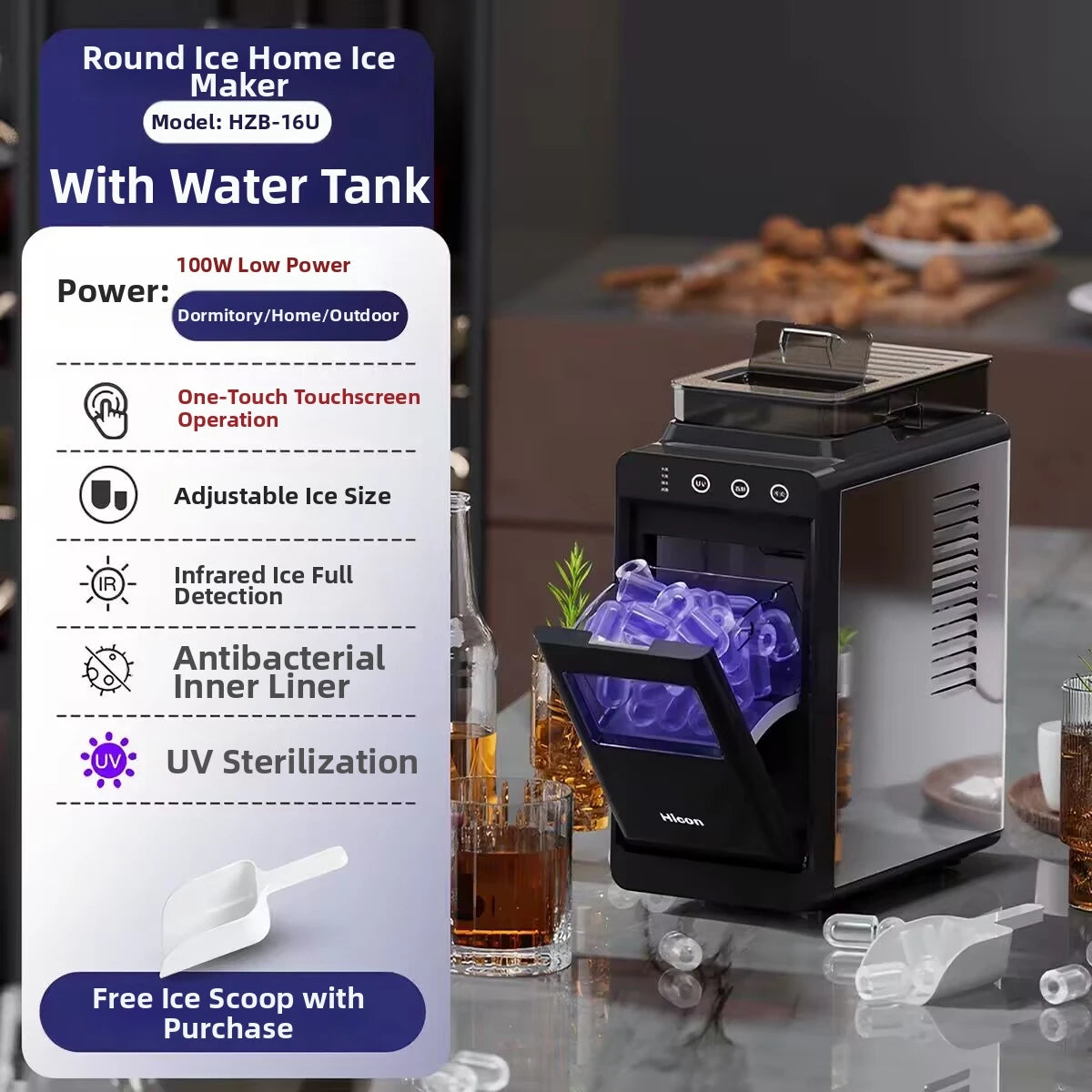 15kg Automatic Ice Maker Machine Compact Mini Dorm/Office/Home