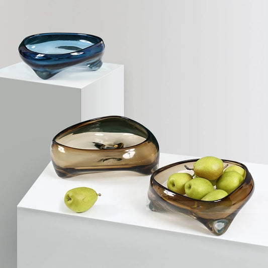 Glass Tray Geometric Triangle Transparent Glass Fruit Tray