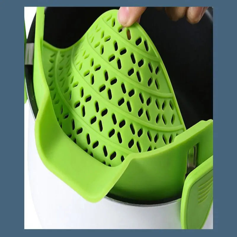 Universal Silicone Clip-On Pan Pot Strainer Anti-Spill Pasta