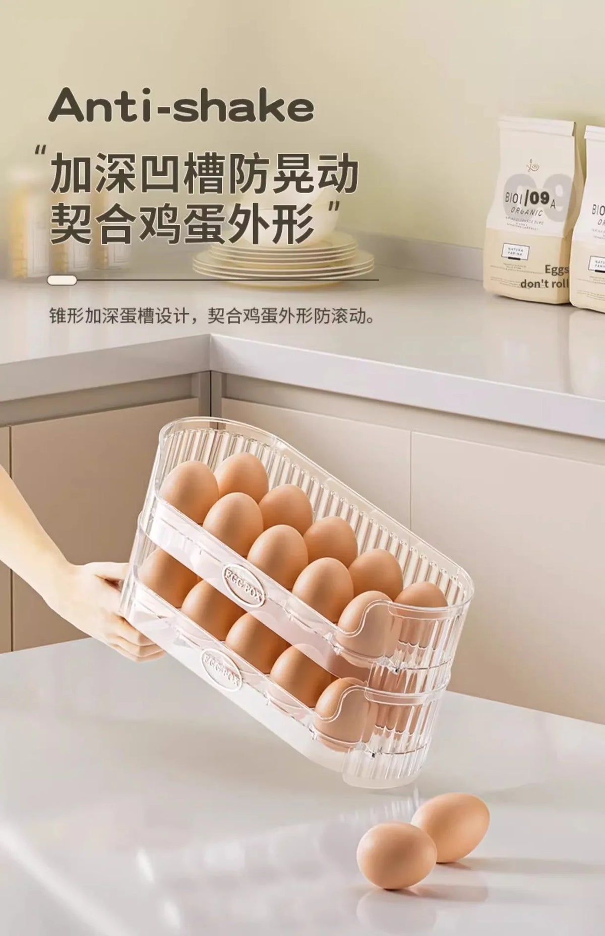 1/2/3pcs Space-Saving Egg Organizer Container Desk Organizer 10