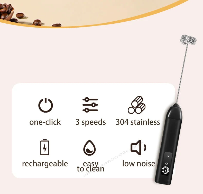 Minl Mik Frother Usb Rechargeable Speeds Foam Maker