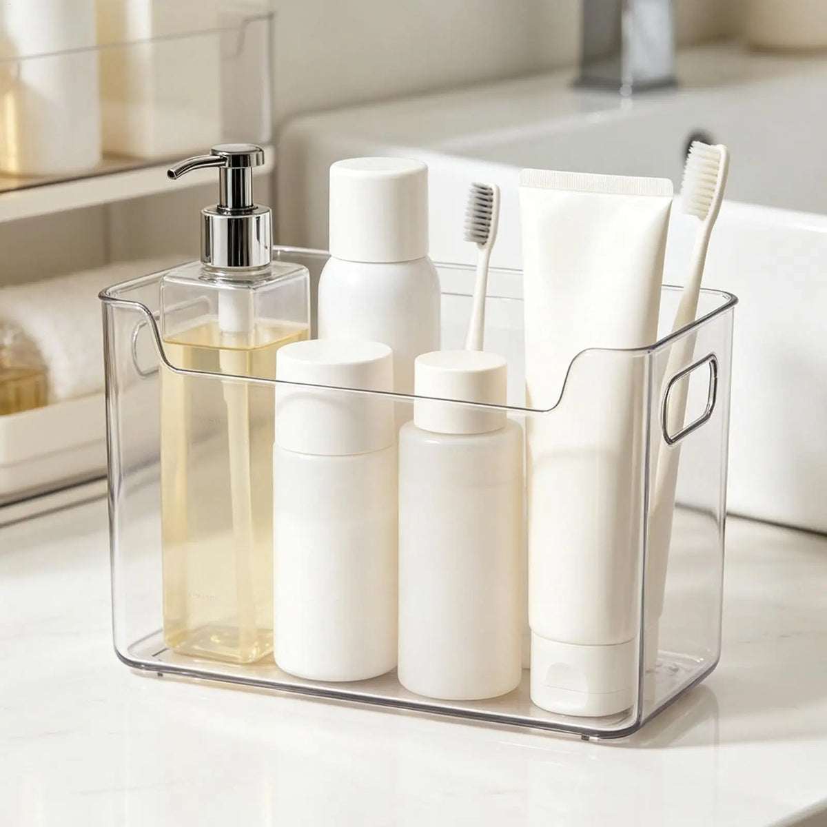 Refrigerator Bins Handles Clear Door Containers Organizer Pantry