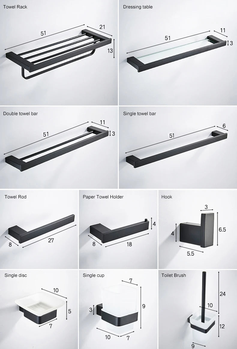 Matte Black Hook Towel Rack 304 Stainless Steel