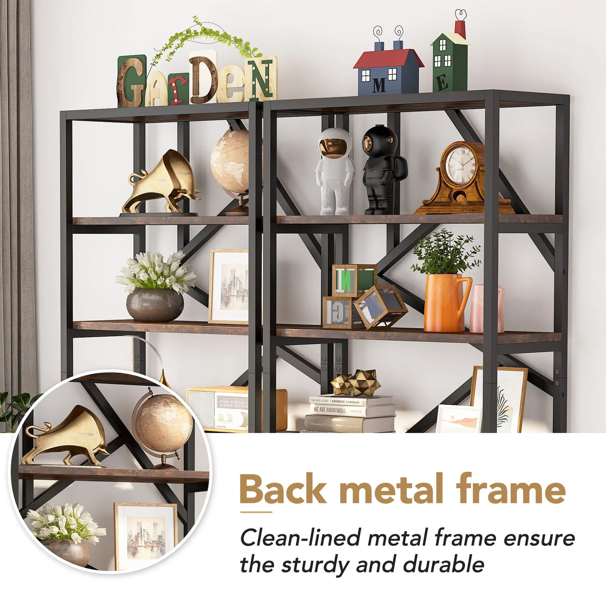 Tribesigns Bookshelf Storage Rack Standing Shelf Tier Industrial