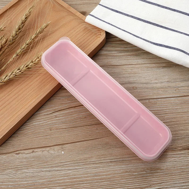 Travel Tableware Storage Box Transparent Cover Utensil Organizer