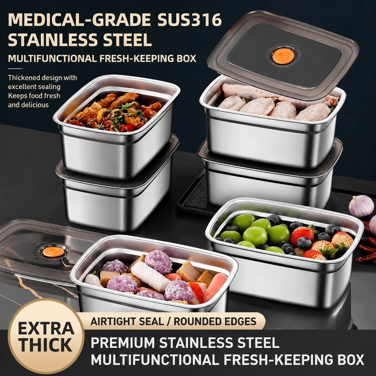 Fridge Storage Box 316 Stainless Steel Food Storage