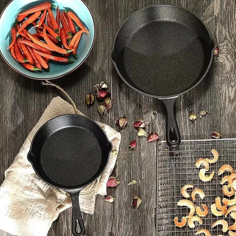 Pre-Seasoned Cast Iron Skillet 10/14/16/20/26cm Thickened Non