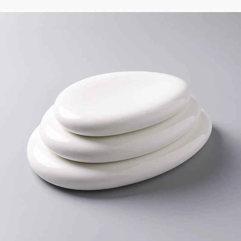 Pebble Shaped Ceramic Dining Plate Serving Plate Dessert