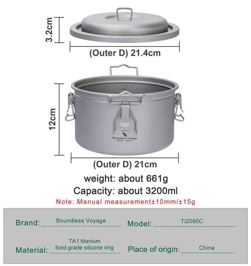 Boundless Voyage Camping Rice Cooker Titanium Pot Cooker