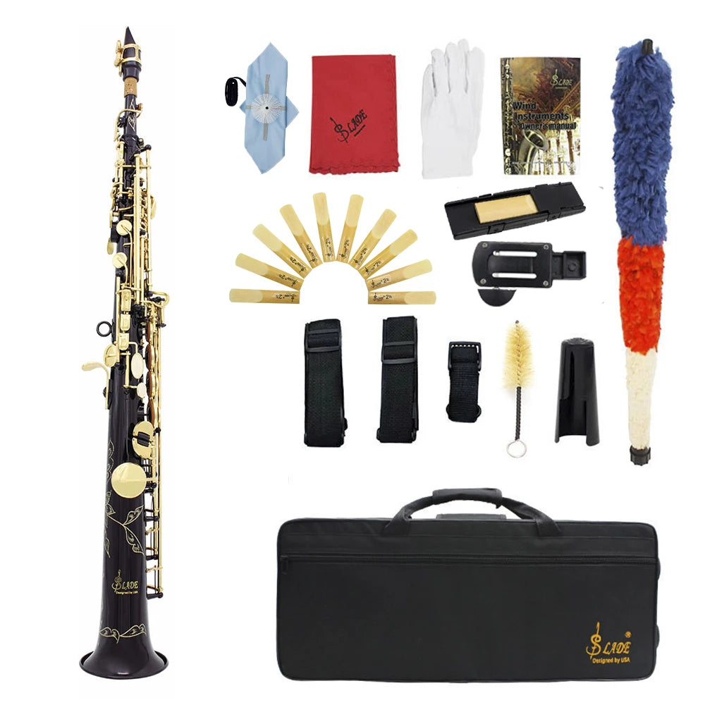 Slade Soprano Saxophone Flat Brass Sax Professional Saxophone