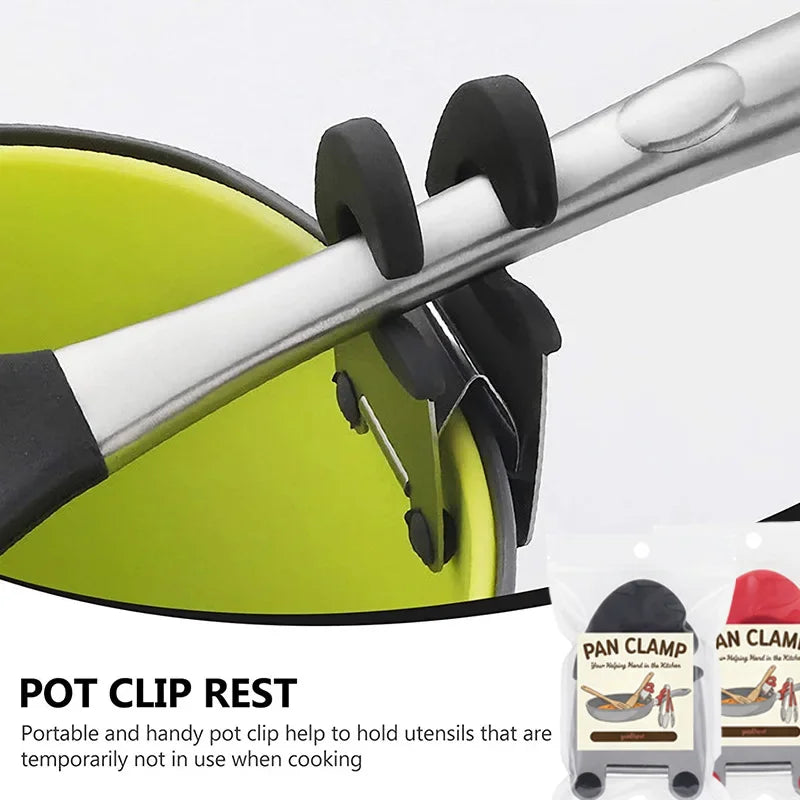 Anti-Scald Silicone Grip Pot Clip Holder Spoon Stainless