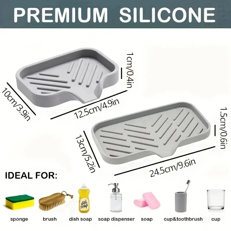 Sink Silicone Tray Drain Soap Sponge Storage Holder