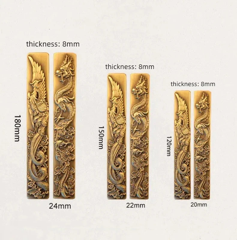 Chinese Style Brass Paperweight Antique Hand Painting Calligraphy