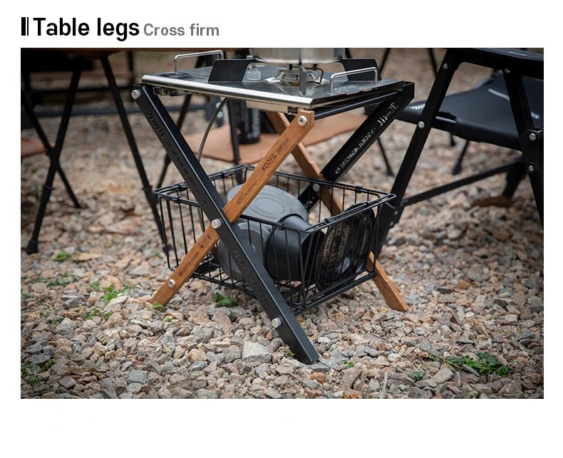 Lightweight Outdoor Camping Storage Shelf Folding Rack Double