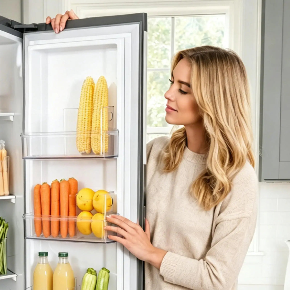 Stackable Clear Refrigerator Organizer Bins Freezer Pantry Food