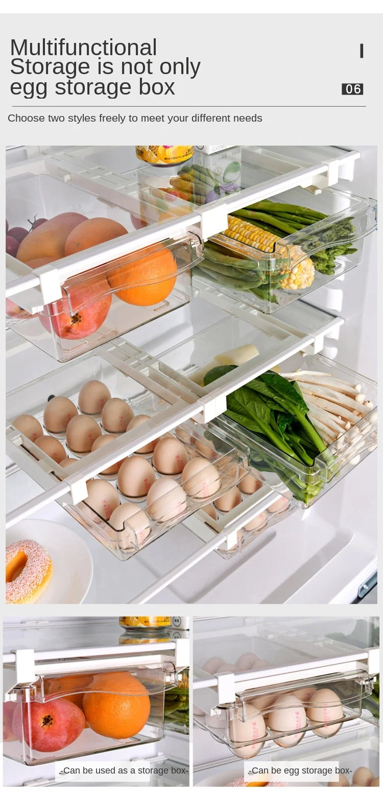 Fridge Organizer Fruit Egg Refrigerator Storage Rack Under-Shelf